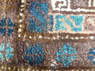 Belouch Balisht woven with soft and shinny wool, soft colour palette, including a very nice blue, and finished nicely with a kilim end. In good condition.
106x70 cms, 
AT1802087     