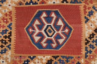 A finelly woven Qashqai kilim, all natural dyes. 254x150 cms. (K331). If you like this kilim, you can purchase it directly from our web on this link: https://nomada.biz/en/producto/vintage-qashqai-kilim-from-iran-254x150-cms/     