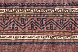 This kilim from the Aimaq Beluch tribe of Afghanistan is woven from finely spun wool with natural dyes. The color palette is restricted and sober, as the kilims of this tribe are  ...