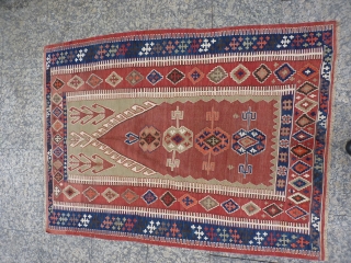 Anatolian kilim from the Obruk area, 19th century in tip-top condition, fine weave in all natural colours and closely following the traditional patterns from this area, normally these Anatolian kilims have endured  ...