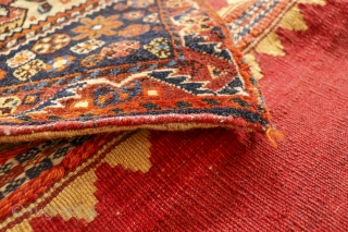 This antique saddlebag was very tightly woven by a Qashqai master weaver with natural dyes. In mint condition.
Material: 100% hand-spun sheep wool
Size: 110×60 cms
Origin: Qashqai tribe, Iran

You can purchase this saddlebag directly  ...