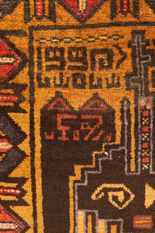 A one of a kind vintage war rug with a huge tank as the central motif. In the field airplanes, guns and granades can be found. There is plenty of writing throught  ...