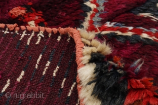 This Persian gabbeh has the most peculiar design that we have probably seen since we began our journey in the world of rugs in 1997. A figure that could be a bird,  ...