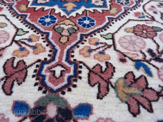 Malayer pushti, 92x64cms, from about 1930, soft colours, excellent original condition with even high pile throughout.                 