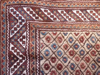 Southern Iran, Arab Laberduni kilim, 225x171, all natural colours from about 1910, excellent original condition.                  