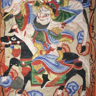 Shaman' s painting cod. 0437. Pigments on rice paper. Yao people. Guanxi or Hunnan area. China. Late 19th. century. Very good condition. Cm. 48 x 130 (1'7" x 4'3").    