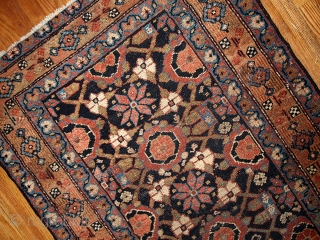 #1B438  Hand made antique Persian Hamadan runner 3' x 13' ( 91cm x 396cm ) C.1900                