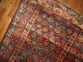 Handmade antique Persian Kurdish runner 3.6' x 17.8' ( 109cm x 542cm ) 1880s - 1B445                 