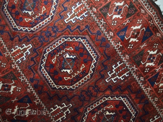 Handmade antique Afghan Baluch rug 3.3' x 5.6' ( 100cm x 170cm ) 1900s - 1C357                 