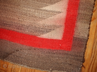 #1B63 American Navajo blanket 4.2' x 9.7' 1880, in original condition: has a stain and little color run               