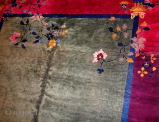 Handmade antique art deco Chinese rug 6.2' x 11.7' ( 189cm x 356cm) 1930s - 1B466                 