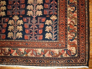 #1B416  Hand made antique Persian Kurdish rug 2.10' x 5.10' ( 89cm x 181cm ) C.1880                