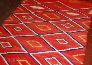 #1B557  Hand made antique collectible Native American navajo blanket 4.7' x 7.7' ( 143cm x 234cm)                