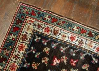 Handmade antique Caucasian Gendje rug 1.9' x 3.3' (58cm x 100cm) 1880s - 1B518                   