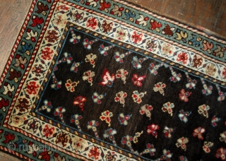 Handmade antique Caucasian Gendje rug 1.9' x 3.3' (58cm x 100cm) 1880s - 1B518                   