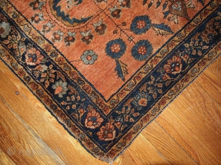 #1V01  Hand made antique Persian Sarouk Mehajeran rug 3' x 4.10' ( 91cm x 150cm ) 1910.C
               