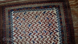 Handmade antique Afghan Baluch rug 3.8' x 5.6' ( 116cm x 170cm ) 1880s - 1B527                 