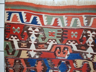 #1C424  Hand made antique collectible Turkish Anatolian kilim 2.7' x 6' ( 84cm x 183cm ) 1860               