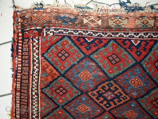 Handmade antique collectible Persian Kurdish bag 1.8' x 2.4' (56cm x 73cm) 1880s - 1C451                  