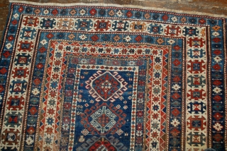 #1B517  Hand made antique Caucasian Kuba rug 3.10' x 5.3' ( 119cm x 161cm ) C.1890s                