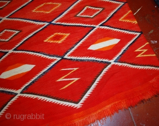 Handmade antique collectible Native American Navajo blanket 4.7' x 7.7' (143cm x 234cm) 1870s - 1B557                 