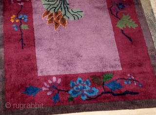 Handmade antique Art Deco Chinese rug 2.7' x 4.4' ( 82cm x 134cm) 1920s - 1B568                 