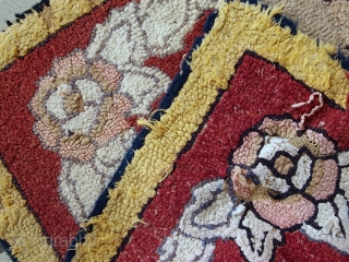 Handmade antique American hooked rug 1.8' x 2.8' (55cm x 87cm) 1930s - 1C458                   