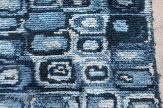 Handmade vintage Swedish Rya rug 2.10' x 5.3' ( 83cm x 163cm ) 1950s - 1B597                 