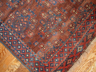 #1B205 Hand made antique collectible Turkoman rug 3.8' x 5.6' 1880, in a good condition for that age               