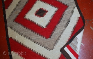 #1E03  Hand made antique Native-American Navajo rug 2.10'X 4.10' ( 89cm X 150cm )                  