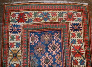 #1B522  handmade antique Caucasian Gendje rug 3.2' x 8' ( 97cm x 244cm ) 1880.C                 