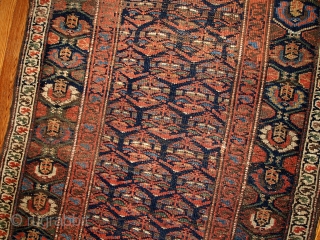 #1B431  Hand made antique Persian Kurdish runner 3.3' x 11.7' ( 100cm x 356cm ) C.1900                