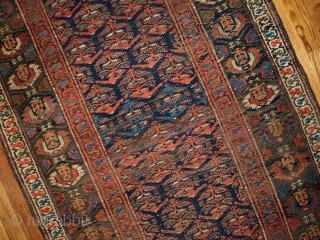 #1B431  Hand made antique Persian Kurdish runner 3.3' x 11.7' ( 100cm x 356cm ) C.1900                