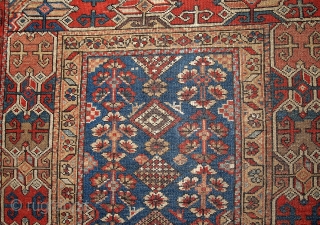 #1B417  Hand made antique Persian Kurdish rug 3' x 5.9' ( 91cm x 179cm ) 1870.C                