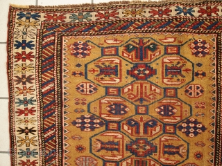 #1B446  Hand made antique Caucasian Kuba rug 3' x 4.6' ( 93cm x 142cm ) 1870

                