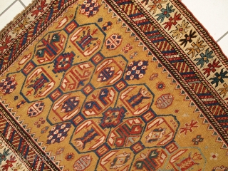 #1B446  Hand made antique Caucasian Kuba rug 3' x 4.6' ( 93cm x 142cm ) 1870

                