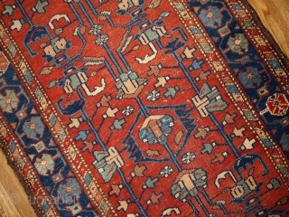 #1B429  Handmade antique Persian Lilihan runner 3.3' x 10.2' ( 100cm x 310cm ) 1920.C
                 