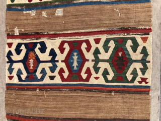 Antique anatolian kilim fragment ,370 x 80 cm                         