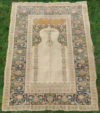 19th. Century Bursa Prayer Rug size:136 x 173 cm                        