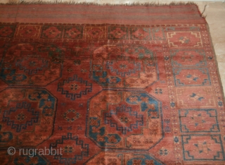 Old afghan Ersari  carpet

The carpet is in excellent condition pile. Hand washed and ready for use or display. 
Rare square size : cm. 300*300 ( both ends original kilim cm. 20)
P.Cat  ...