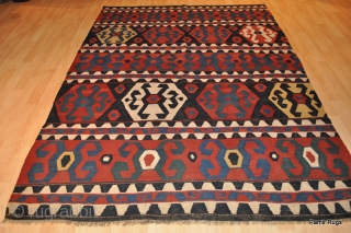Presenting a beautiful 19th century Shirvan Kilim. this rug measures about 5'8" x 8'1". This rug is washed and small holes been repaired. Over all this rug is in great condition no  ...