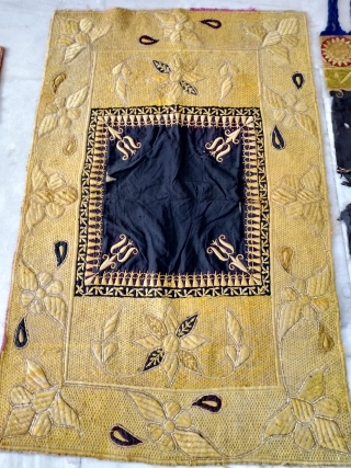 Velvet fabric of kala batu work from Bhopal Madhya Pradesh India used as bichyat (floor mat) used by the royal family’s .the size of this floor mat is the 106 cm X  ...