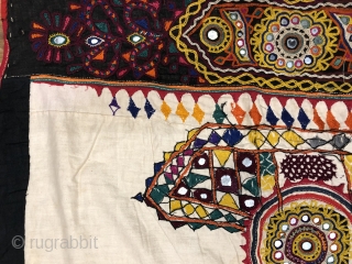 Vintage Wall hanging from Kutchi Rabari tribe from bhujodi village Kutch region Gujrat India with very fine embroidery with small fine mirrors the size of this wall hanging is 132 cm X  ...