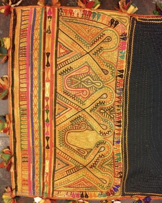 Old kutchi debaria work (takia) (ushango) pillow cover from bhujodi village Kutch Gujarat used by the kutchi Rabari people . The size of the pillow is 140 cm x 64cms.   