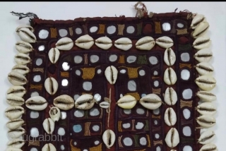 Banjara gala from wadi district of karnataka state India 1900c.hand embroidered cotton cloth with shells around it these were used by the banjara women on head.the size of this gala is 27cm  ...