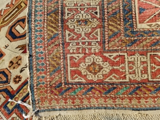 Antique Kuba Perpedil rug 3.10 x5.2.  Has a little bit of loss on the sides, but top and bottom are complete.           