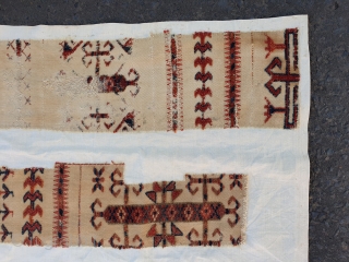 A very old Tekke Turkman tent band fragment that has been preserved on a backing.  This is an extremely old example that is around 200 years old dating it back to  ...