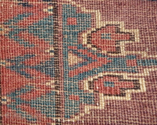 yomud chuval without "running dog". nice bright colors, finely woven and well drawn secondary. condition problems as seen, no repairs apart of the backing of two holes. first half 19th century. 116经75cm. 