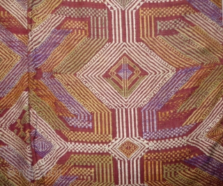 a rare  wedding blanket made of 2 strips of silk woven with supplementary weft. tai group, xiengkhuang province, lao. early 20th century.          