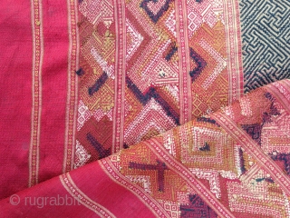 beautiful early 20h century lao silk woven textile with a very finely woven swastika empty field. in very good condition.please note  as shown in detail pics that the redish area at  ...